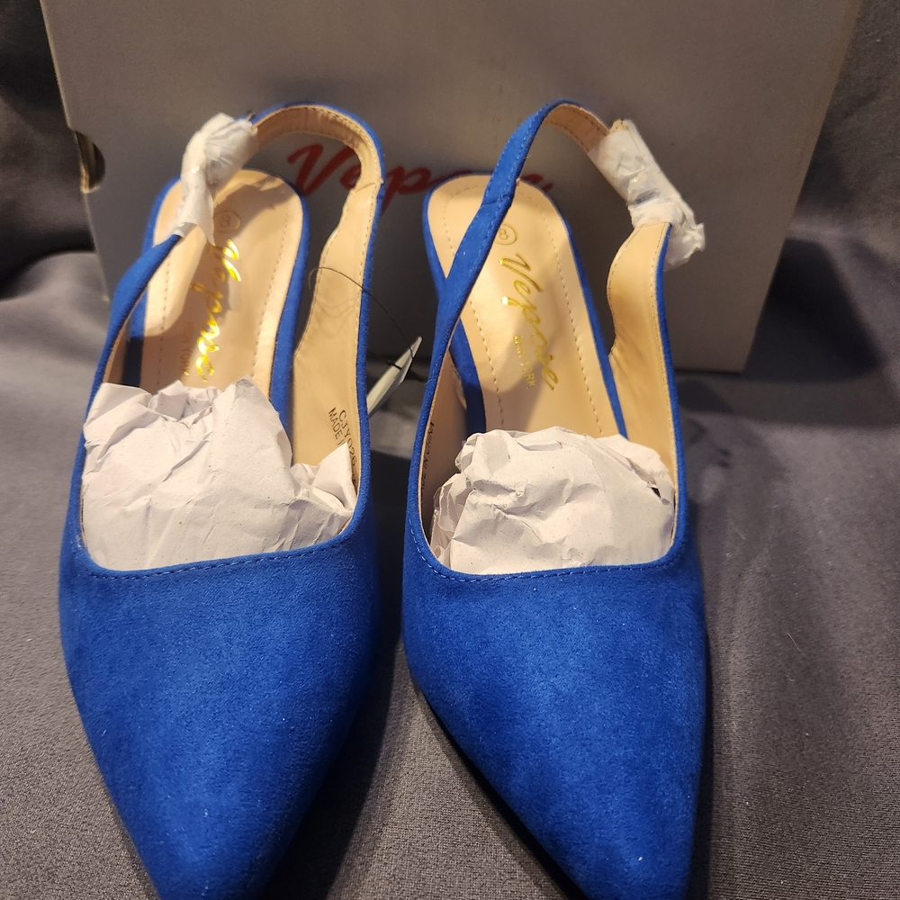 Vepose Women's Blue Slingback Heels